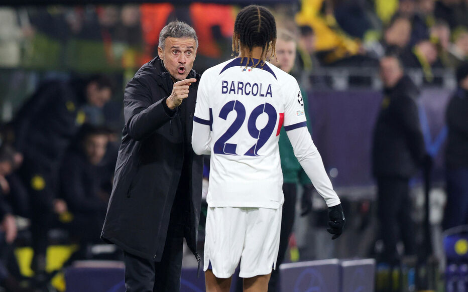 Luis Enrique et Bradley Barcola