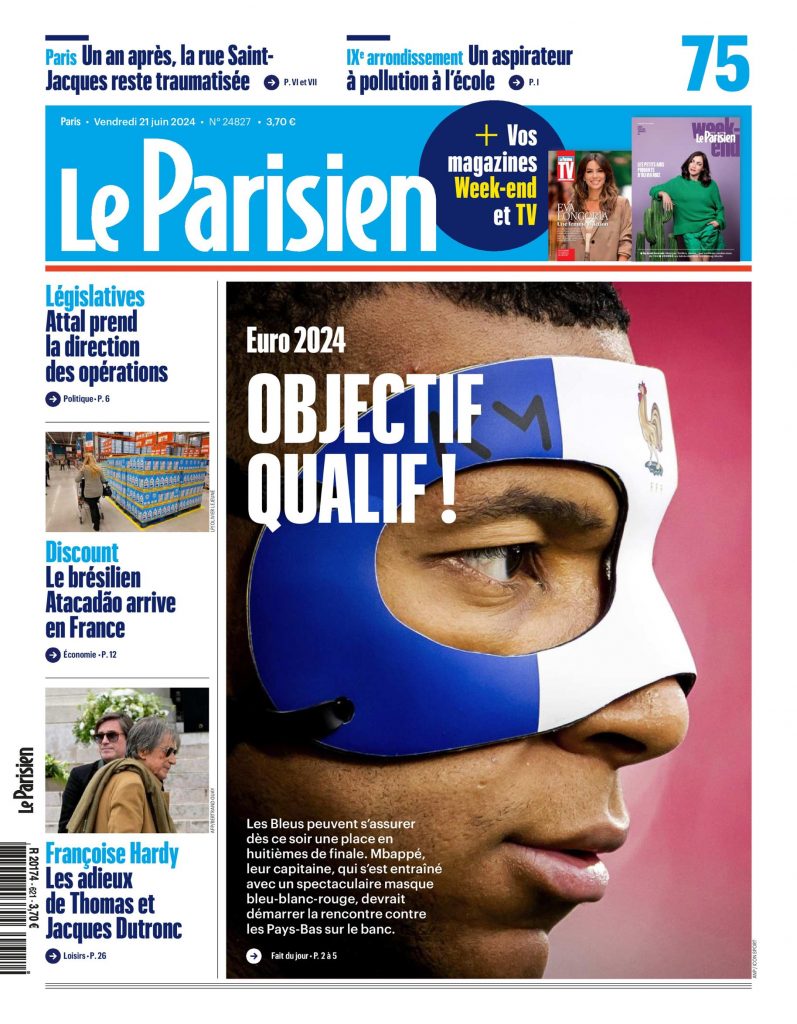 Une Le Parisien 21 062024