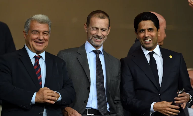 Joan Laporta - Alexander Ceferin - Nasser Al-Khelaïfi
