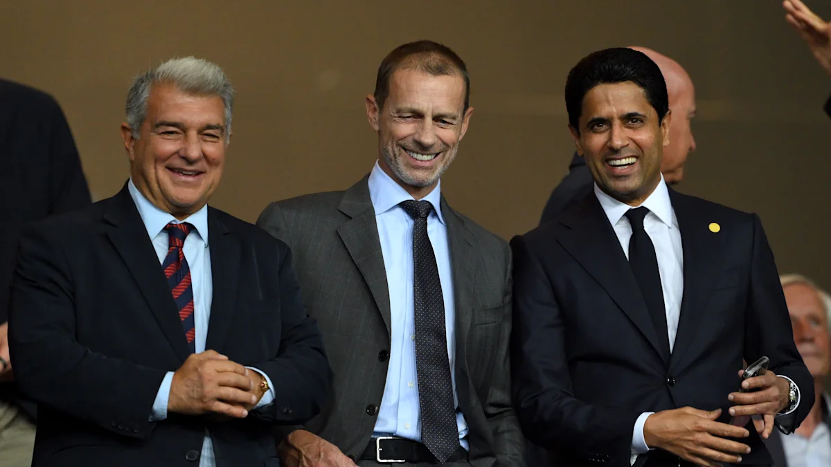 Joan Laporta - Alexander Ceferin - Nasser Al-Khelaïfi